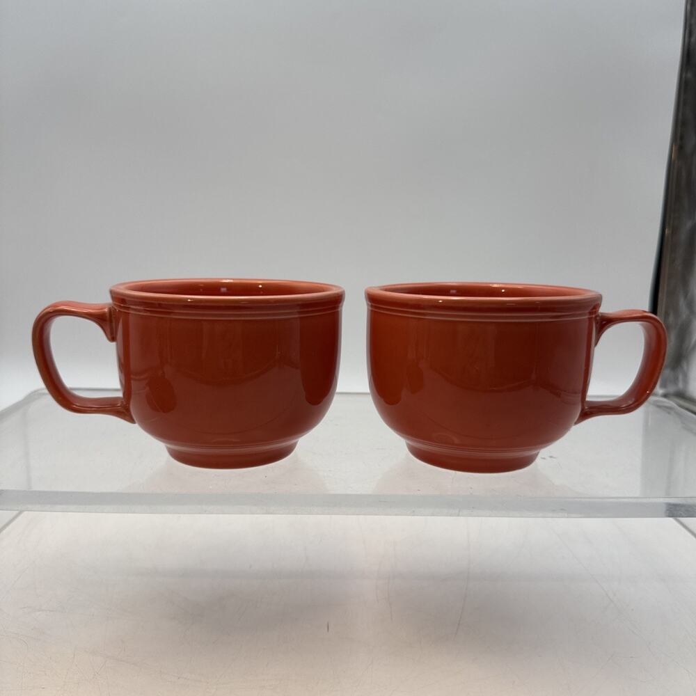 2 Homer Laughlin Fiesta Persimmon Jumbo Mug - Halloween Dishes, Color